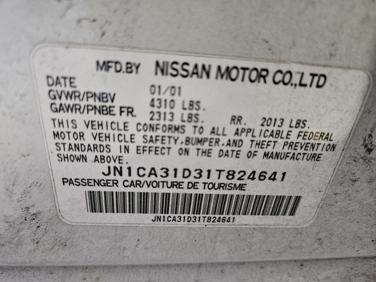 2001 Nissan Maxima GLX GLE Auto Trans Speedometer Instrument Cluster 