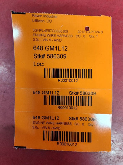 2012 Chevrolet Captiva Sport LT 3.0L V6 Engine Wiring Harness 22821738