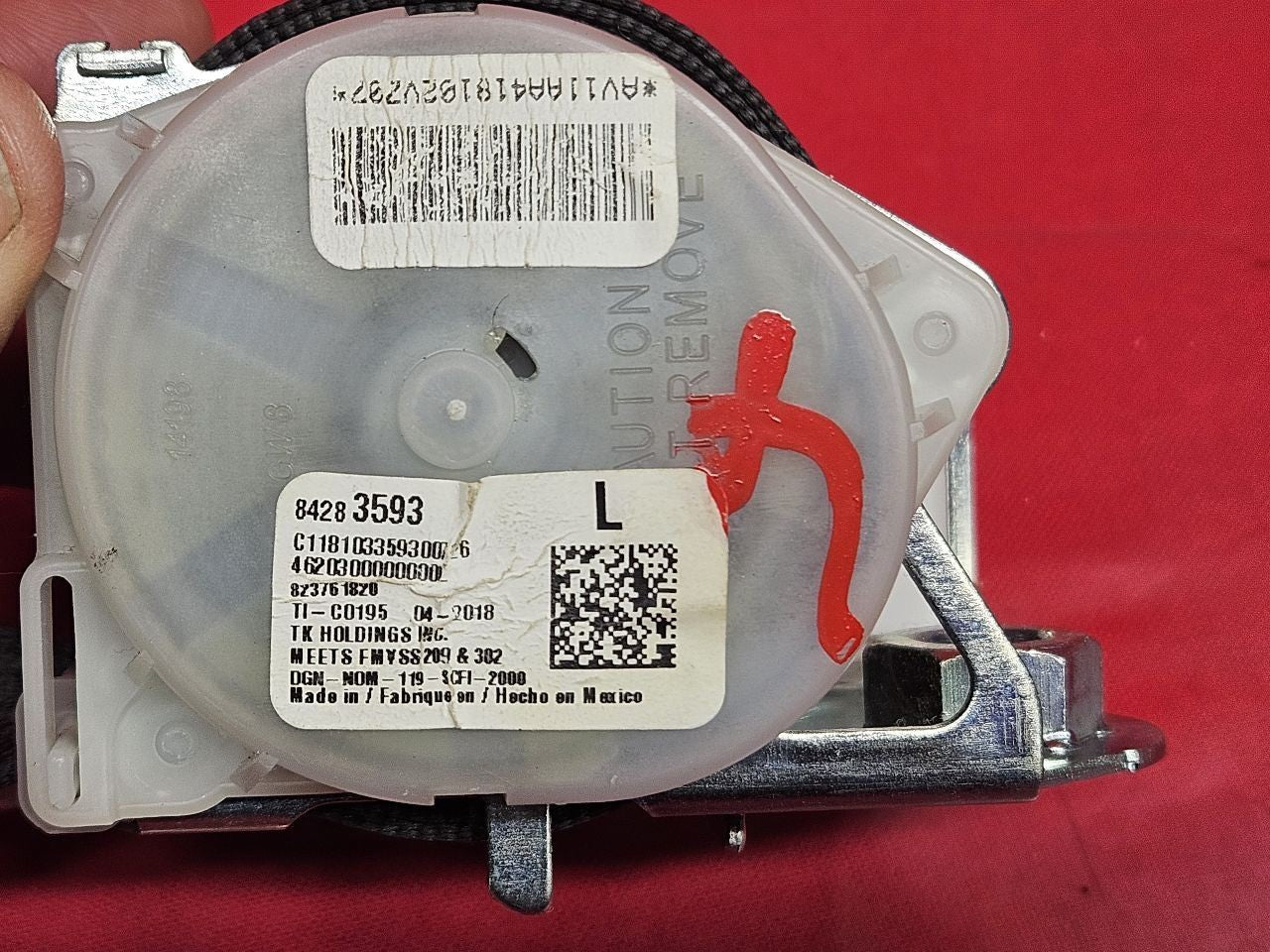 2018-2020 Chevy Equinox GMC Terrain Rear 2nd Row LEFT DRIVER Seat Belt Retractor